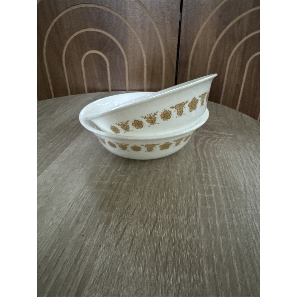 Vintage Lot 2 Corelle Butterfly Gold Cereal Bowls 6 1/4" Diameter 5b
